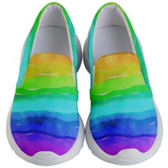 Watercolor Rainbow Kids Lightweight Slip Ons by Valentinaart