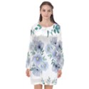 Floral pattern Long Sleeve Chiffon Shift Dress  View1