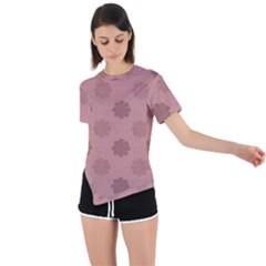 Floral Pattern Asymmetrical Short Sleeve Sports Tee by Valentinaart