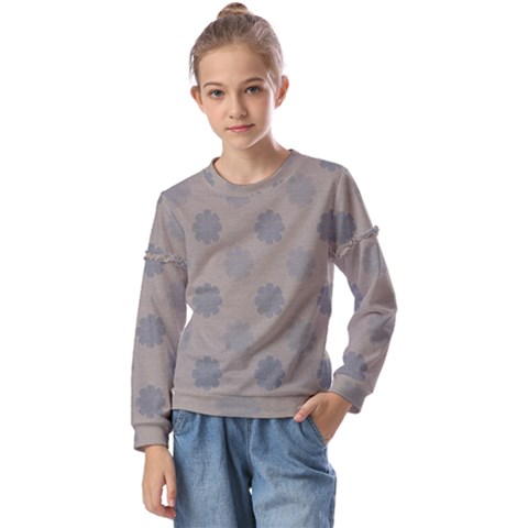 Floral Pattern Kids  Long Sleeve Tee With Frill  by Valentinaart