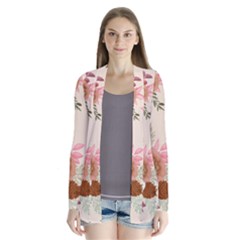 Floral Pattern Drape Collar Cardigan