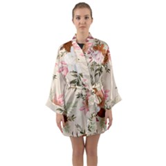 Floral Pattern Long Sleeve Satin Kimono by Valentinaart