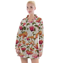 Floral Pattern Women s Long Sleeve Casual Dress by Valentinaart