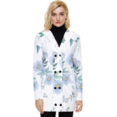 Floral Pattern Button Up Hooded Coat  by Valentinaart