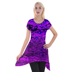 Magenta Waves Flow Series 2 Short Sleeve Side Drop Tunic by DimitriosArt