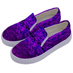 Magenta Waves Flow Series 2 Kids  Canvas Slip Ons by DimitriosArt