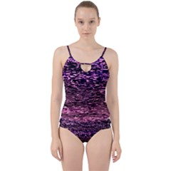 Purple  Waves Abstract Series No2 Cut Out Top Tankini Set by DimitriosArt