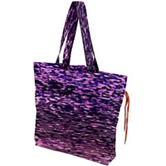 Purple  Waves Abstract Series No2 Drawstring Tote Bag by DimitriosArt