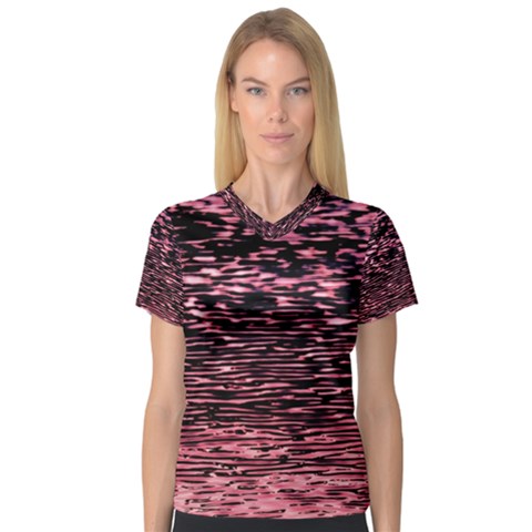 Pink  Waves Flow Series 11 V-neck Sport Mesh Tee by DimitriosArt