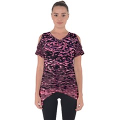 Pink  Waves Flow Series 11 Cut Out Side Drop Tee by DimitriosArt