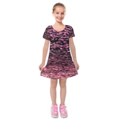 Pink  Waves Flow Series 11 Kids  Short Sleeve Velvet Dress by DimitriosArt