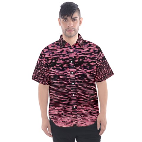 Pink  Waves Flow Series 11 Men s Short Sleeve Shirt by DimitriosArt