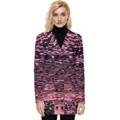 Pink  Waves Flow Series 11 Button Up Hooded Coat  by DimitriosArt