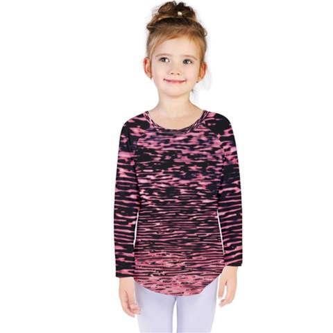 Pink  Waves Flow Series 11 Kids  Long Sleeve Tee by DimitriosArt