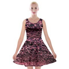 Pink  Waves Flow Series 11 Velvet Skater Dress by DimitriosArt