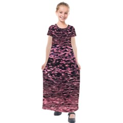 Pink  Waves Flow Series 11 Kids  Short Sleeve Maxi Dress by DimitriosArt