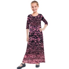 Pink  Waves Flow Series 11 Kids  Quarter Sleeve Maxi Dress by DimitriosArt