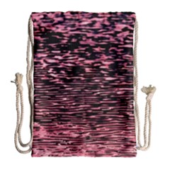 Pink  Waves Flow Series 11 Drawstring Bag (large) by DimitriosArt