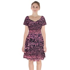 Pink  Waves Flow Series 11 Short Sleeve Bardot Dress by DimitriosArt