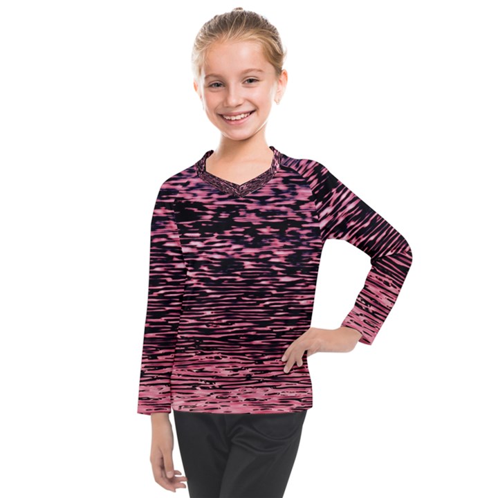 Pink  waves flow series 11 Kids  Long Mesh Tee