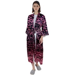 Pink  Waves Flow Series 11 Maxi Satin Kimono