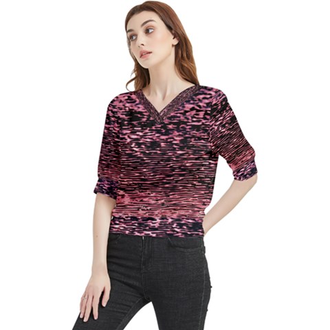 Pink  Waves Flow Series 11 Quarter Sleeve Blouse by DimitriosArt