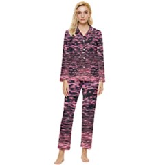 Pink  Waves Flow Series 11 Womens  Long Sleeve Velvet Pocket Pajamas Set by DimitriosArt
