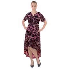 Pink  Waves Flow Series 11 Front Wrap High Low Dress by DimitriosArt