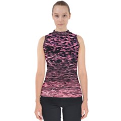 Pink  Waves Flow Series 11 Mock Neck Shell Top