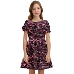 Pink  Waves Flow Series 11 Kids  Puff Sleeved Dress by DimitriosArt