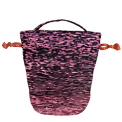 Pink  Waves Flow Series 11 Drawstring Bucket Bag by DimitriosArt