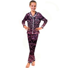 Pink  Waves Flow Series 11 Kid s Satin Long Sleeve Pajamas Set by DimitriosArt