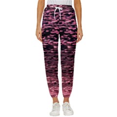 Pink  Waves Flow Series 11 Cropped Drawstring Pants by DimitriosArt