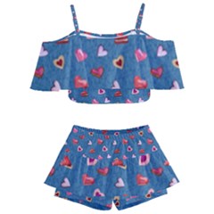 Sweet Hearts Kids  Off Shoulder Skirt Bikini by SychEva