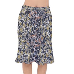 Modern Camo Tropical Print Design Short Mermaid Skirt