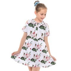 Love Spring Floral Kids  Short Sleeve Shirt Dress by Janetaudreywilson