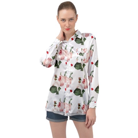 Love Spring Floral Long Sleeve Satin Shirt by Janetaudreywilson