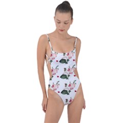 Love Spring Floral Tie Strap One Piece Swimsuit