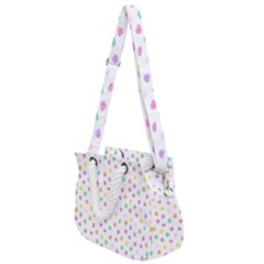 Valentines Day Candy Hearts Pattern - White Rope Handles Shoulder Strap Bag by JessySketches