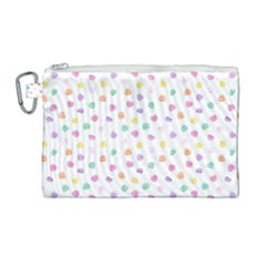 Valentines Day Candy Hearts Pattern - White Canvas Cosmetic Bag (large)