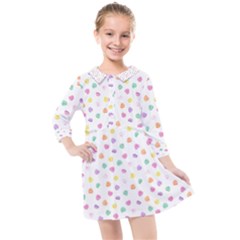 Valentines Day Candy Hearts Pattern - White Kids  Quarter Sleeve Shirt Dress by JessySketches