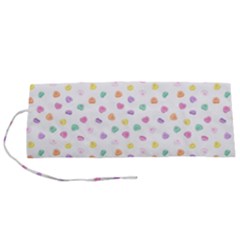 Valentines Day Candy Hearts Pattern - White Roll Up Canvas Pencil Holder (s) by JessySketches