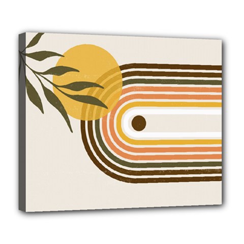 Sun Moon Leaves Boho Minimalist Deluxe Canvas 24  X 20  (stretched)