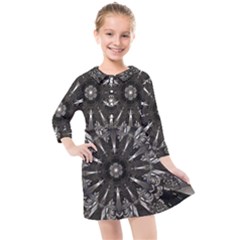 Mechanical Mandala Kids  Quarter Sleeve Shirt Dress by MRNStudios