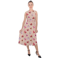 Sweet Heart Midi Tie-back Chiffon Dress by SychEva