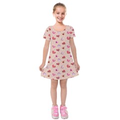 Sweet Heart Kids  Short Sleeve Velvet Dress by SychEva