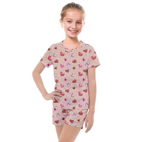 Sweet Heart Kids  Mesh Tee And Shorts Set by SychEva