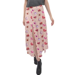 Sweet Heart Velour Split Maxi Skirt by SychEva