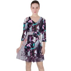 Merlot Lover Quarter Sleeve Ruffle Waist Dress by MRNStudios