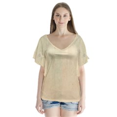 Wood floor art V-Neck Flutter Sleeve Top